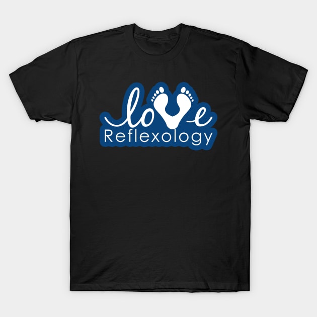 Love Reflexology (Blue outline) T-Shirt by Balanceandharmonyforreflexologists